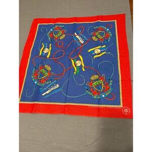 Vintage Wamcraft US Navy Marine Nautical Bandana Scarf Red Blue Made in USA